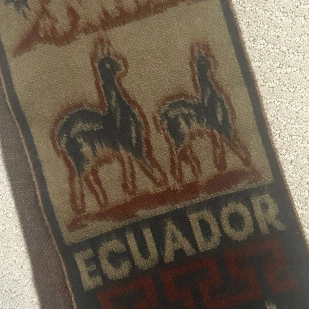 Ecuador Scarf Alpaca Llama Woven South America‎ Travel Souvenir Brown Beige